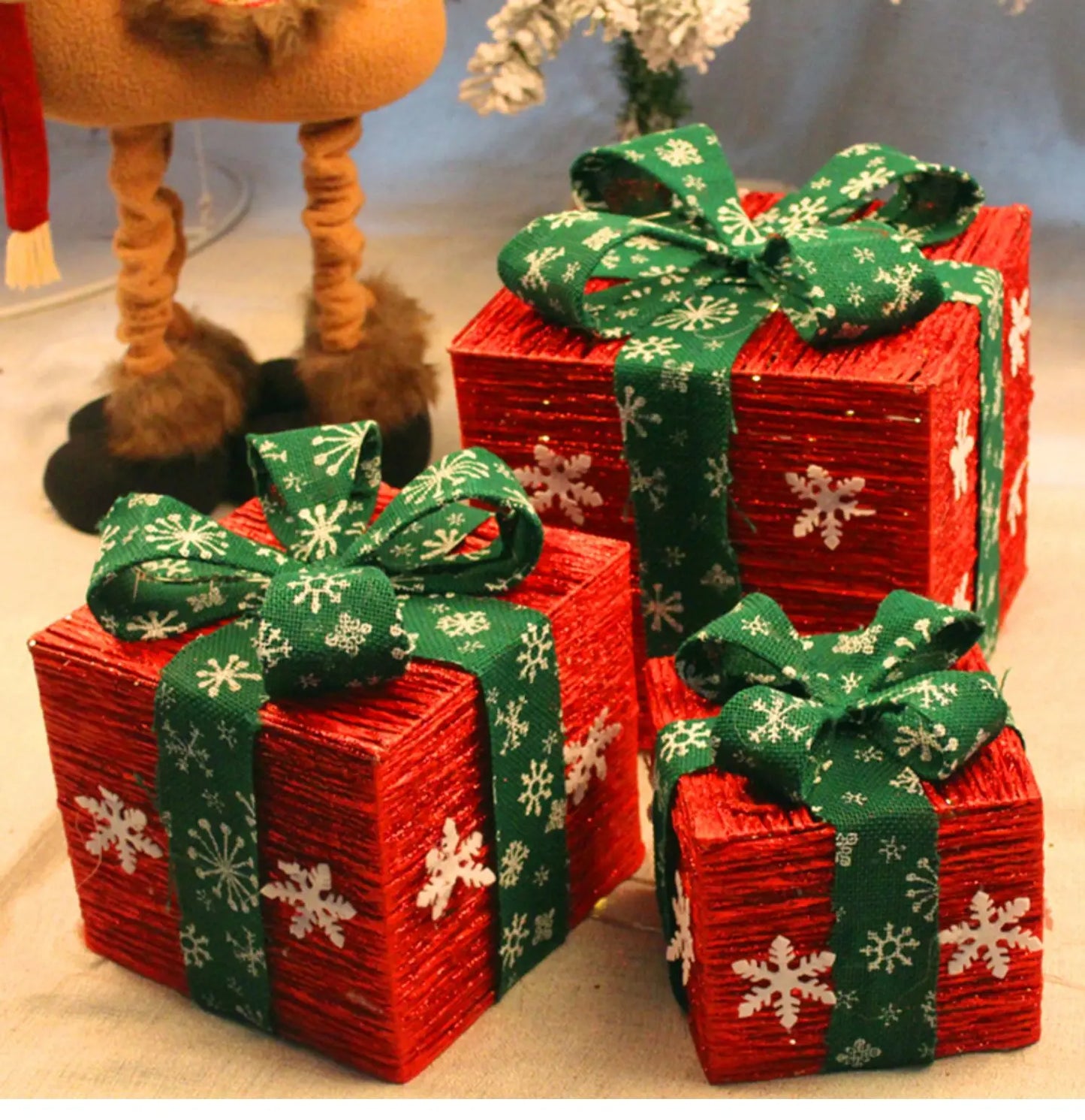 Caixas de presente, decorações de Natal, conjunto de 3 caixas vermelhas festa e feriado