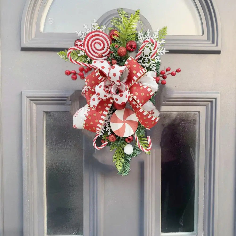 Guirlanda de Natal com Laço Vermelho/Branco e Decoração de Natal para shopping