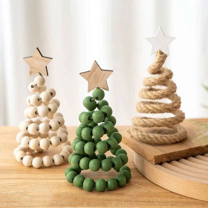 Bolinhas de Madeira para Árvore de Natal, Árvores de Natal Decorativas Estilo Nórdico Feitas de Contas Madeira