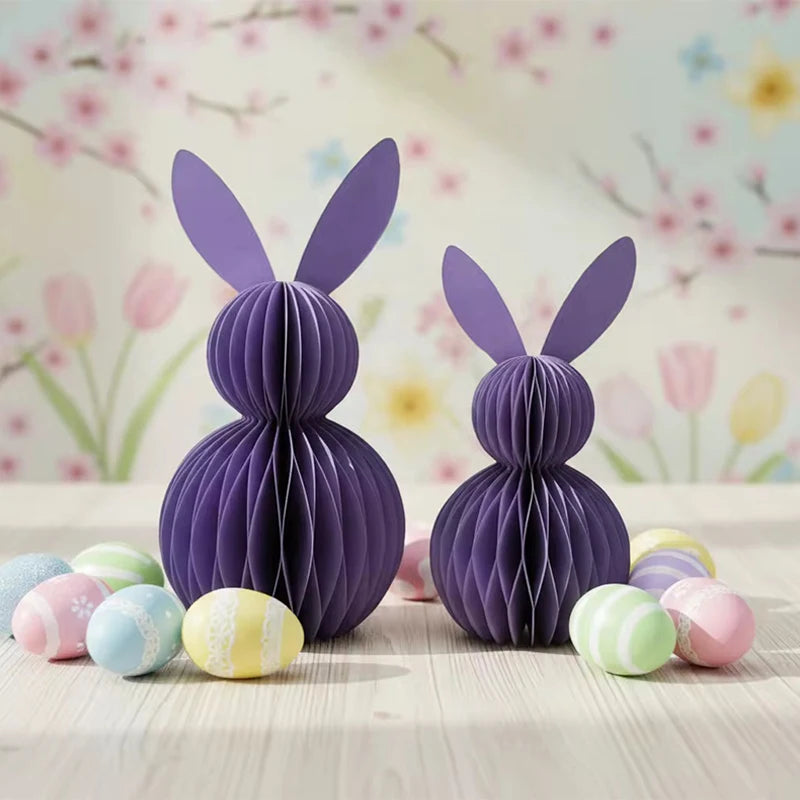 Coelho da Páscoa de Papel Decoração de Páscoa, Conjunto de 2 Peças de Centro de Mesa