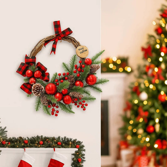 Guirlanda Rattan Árvore de Natal Janela Porta Pendurado Arranjo de Parede Decoração