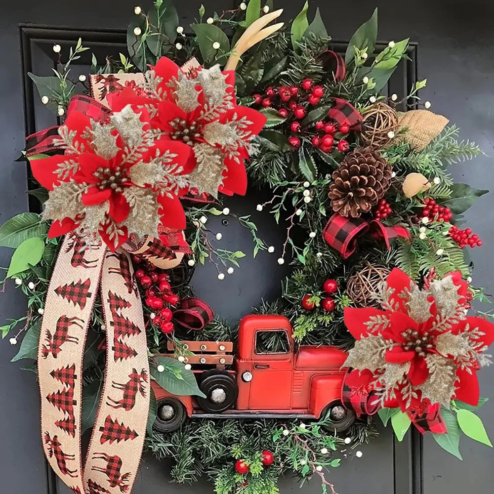 Flores de poinsettia, poinsettia artificial, decoração de Natal, poinsétias, flores de Natal