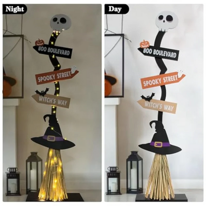 Decoração de vassoura de bruxa de Halloween, decoração de Halloween, com 1 vassouras
