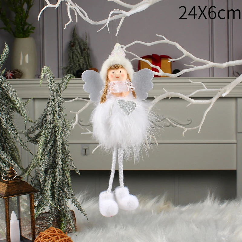 Pingente Anjo Natal Decoração de menina anjo de natal | Pingente de boneca anjo pelúcia