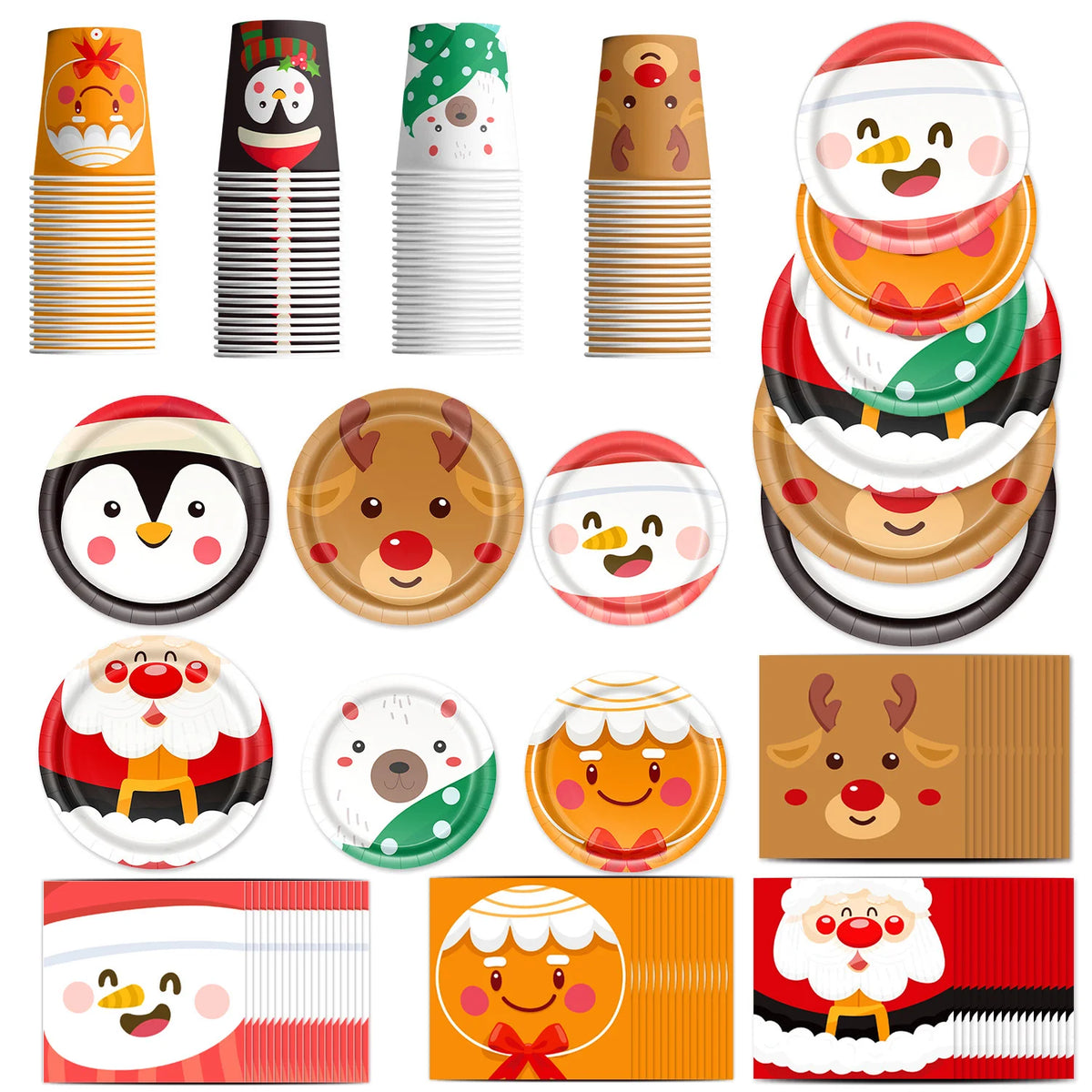 kits Enfeites Natal 40 Pratos Descartáveis Natal 23cm 40 peças 9 Polegadas Conjunto de Pratos Descartáveis