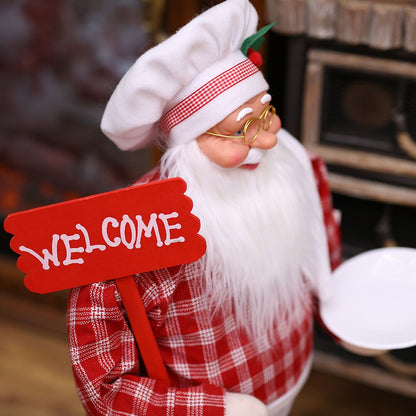 Boneco Natal Papai Noel Cozinheiro Padeiro Chef Em Tecido 48cm