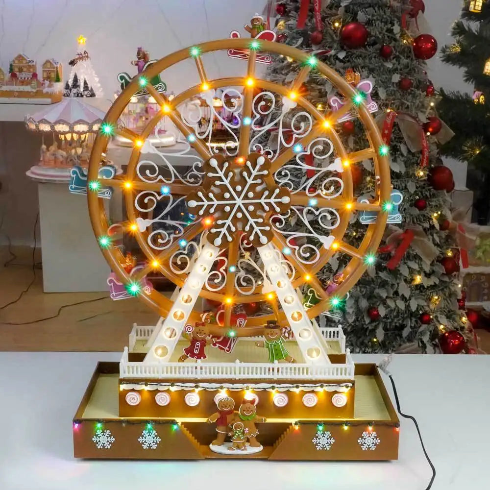 Roda-Gigante de Natal com luzes LED, Decorações Animadas de Natal Grandes de 50cm