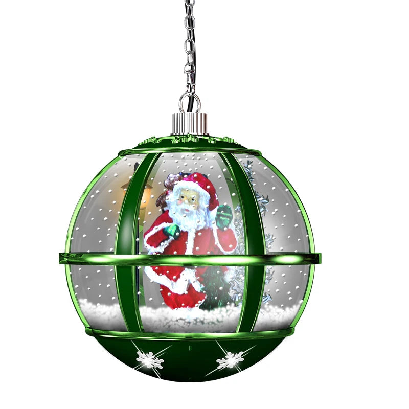 Globo de Neve Suspenso Musical com LED Também Conhecido como Bola de Natal Gigante com Papai Noel