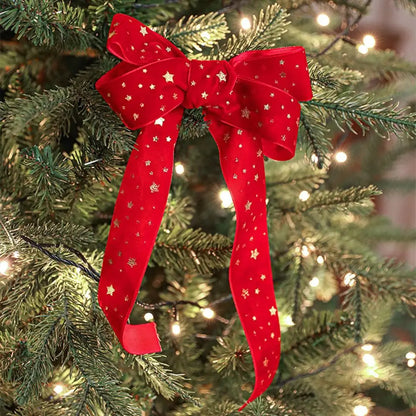 Fita de Natal de Veludo com Estampa de Estrela de Cetim e Seda de 2.5cm*5 Metros