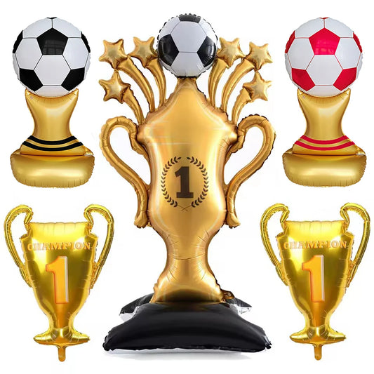 Balão de Copa do Mundo e Troféu Futebol Gigante Em Folha Para Decoração De Festa