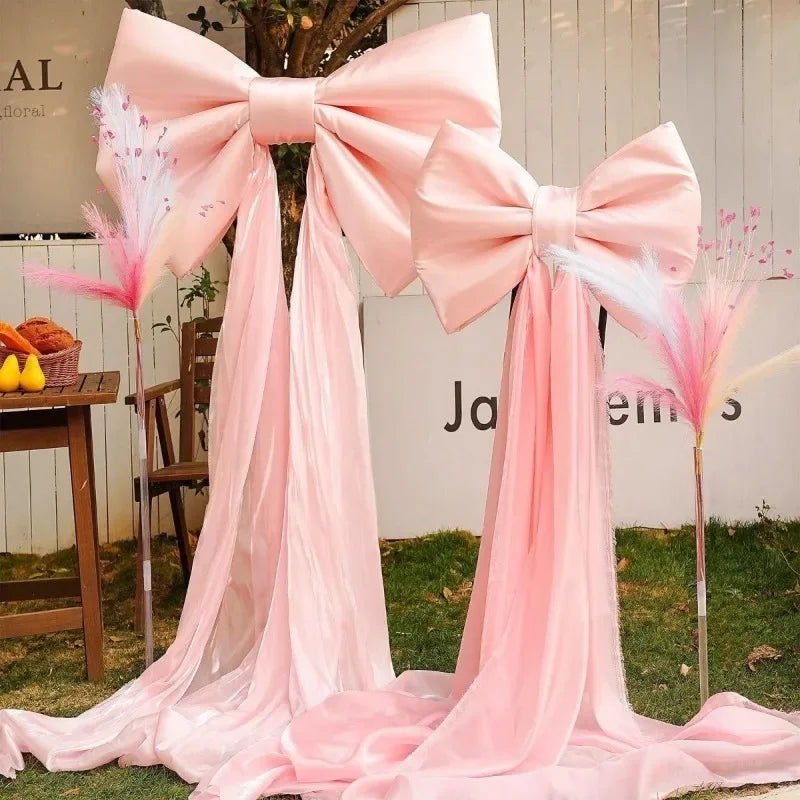 Laço decorativo grande, laço gigante de veludo vermelho, cenário casamento, decoração