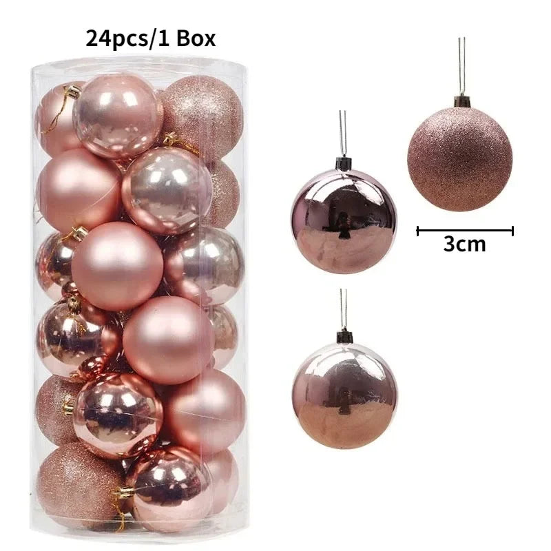 Bolas de natal Ornamentos de árvore de Natal de 3 mm de 36 quilates, grandes ornamentos