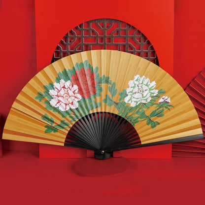 Leque Grande De Bambu Oriental 30cm Aberto e Leque Grande De Bambu