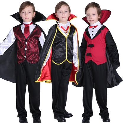 Fantasia Infantil Vampiro Drácula Criança Halloween Vestido Roupa