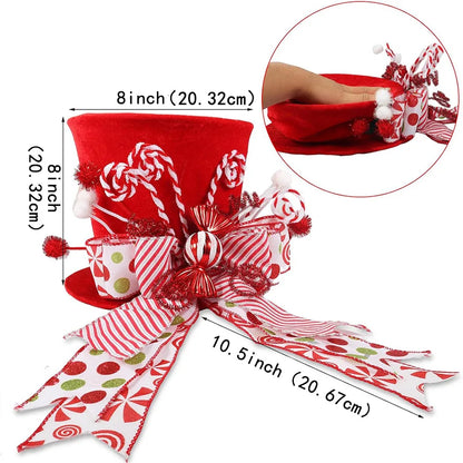 Topo de Árvore de Natal Chapéu de Árvore de Natal de Bengala Doce, Chapéu de Topo de Árvore Vermelho