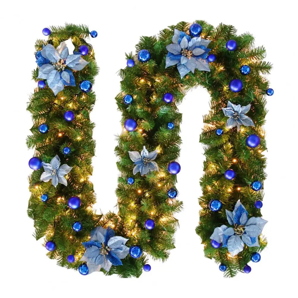 Coroa de vime LED de Natal verde decorativa 2,7 Metro Guirlanda Natal artificial Guirlanda
