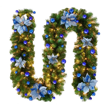 Coroa de vime LED de Natal verde decorativa 2,7 Metro Guirlanda Natal artificial Guirlanda