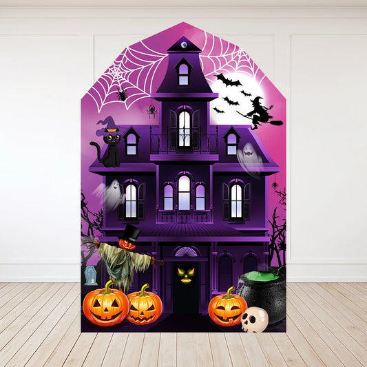 Capa de arco de Halloween, 5,7 m, frente e verso, elastano, ajustável, festa aniversário