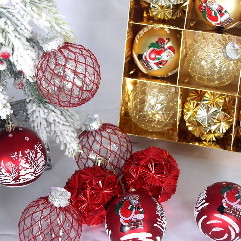 Bola de Natal 9 Peças Enfeites de Natal 3" Enfeites de Bola Natal Inquebrável Transparente