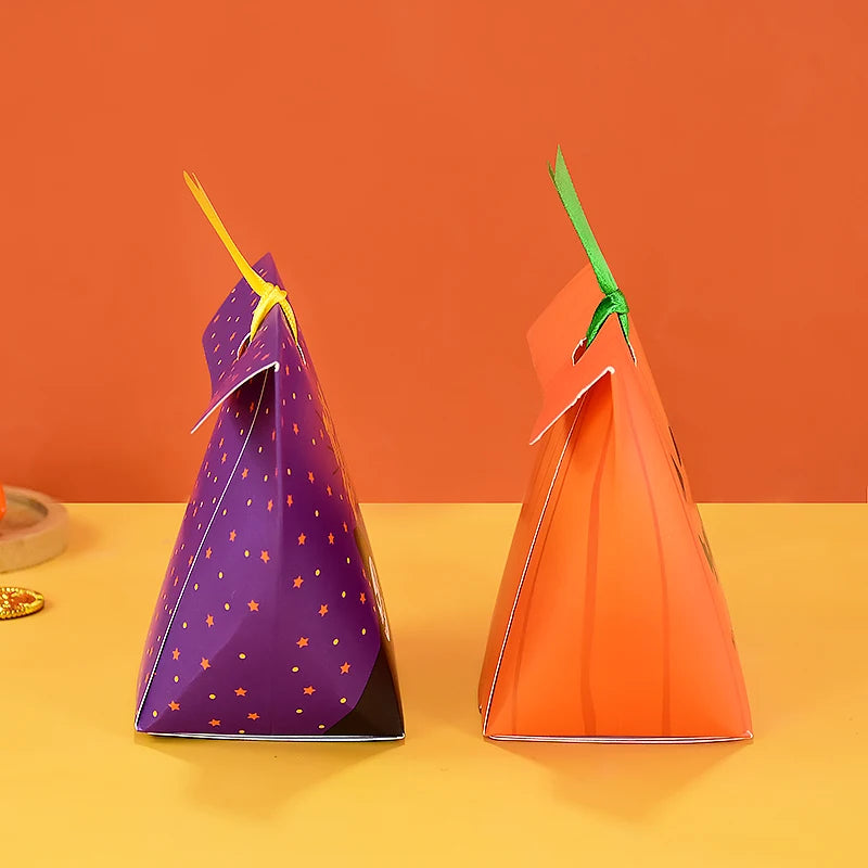 Bolsa de abóbora de Halloween, 10 peças, bolsa de doces, bolsa de doces divertida laranja