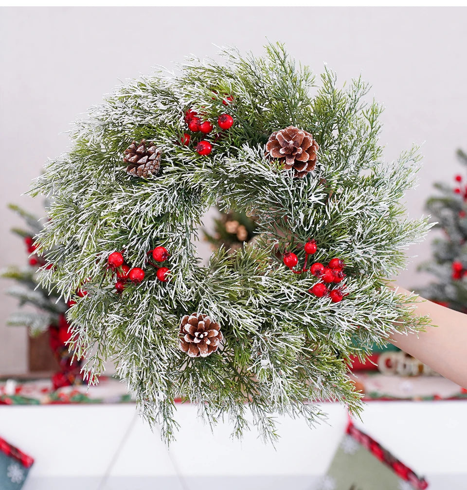 Guirlanda de Natal artificial corona decoração de guirlanda de Natal de plástico decorada