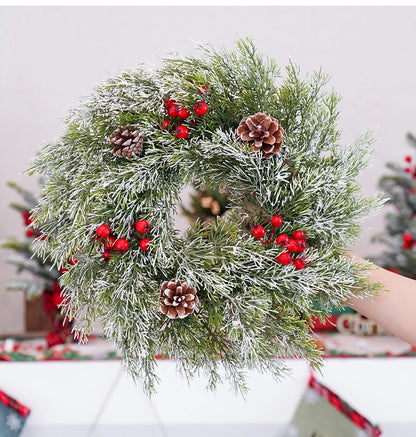 Guirlanda de Natal artificial corona decoração de guirlanda de Natal de plástico decorada