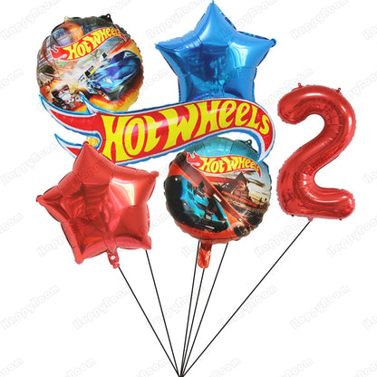 Balão Redondo Hot Wheels Decoração de aniversário com tema carro, 6 balões metalizados