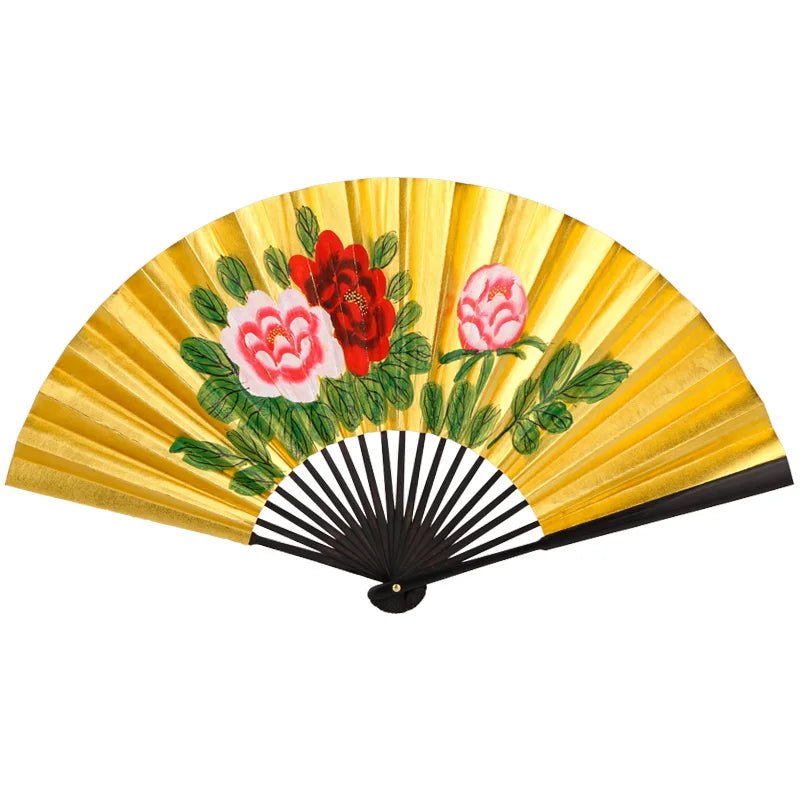 Leque Grande De Bambu Oriental 30cm Aberto e Leque Grande De Bambu