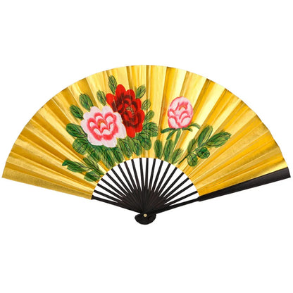 Leque Grande De Bambu Oriental 30cm Aberto e Leque Grande De Bambu