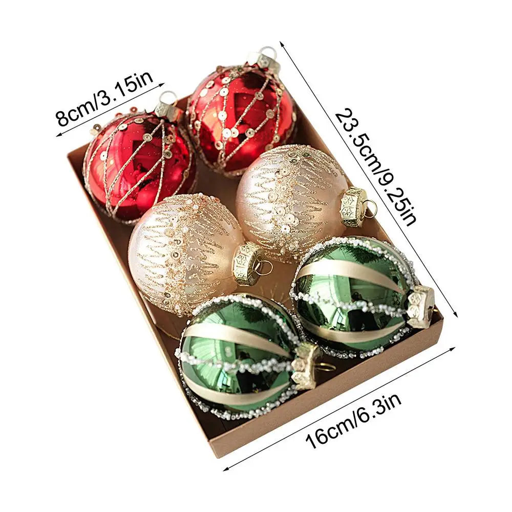Bolas de Natal 6 Peças de Bolas de Natal de 6 cm Verde Vermelhão Brilhante Pendurar
