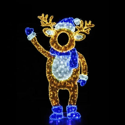 Decorações de rua de Natal Família de renas Moldura de foto 2D Motivo Luzes