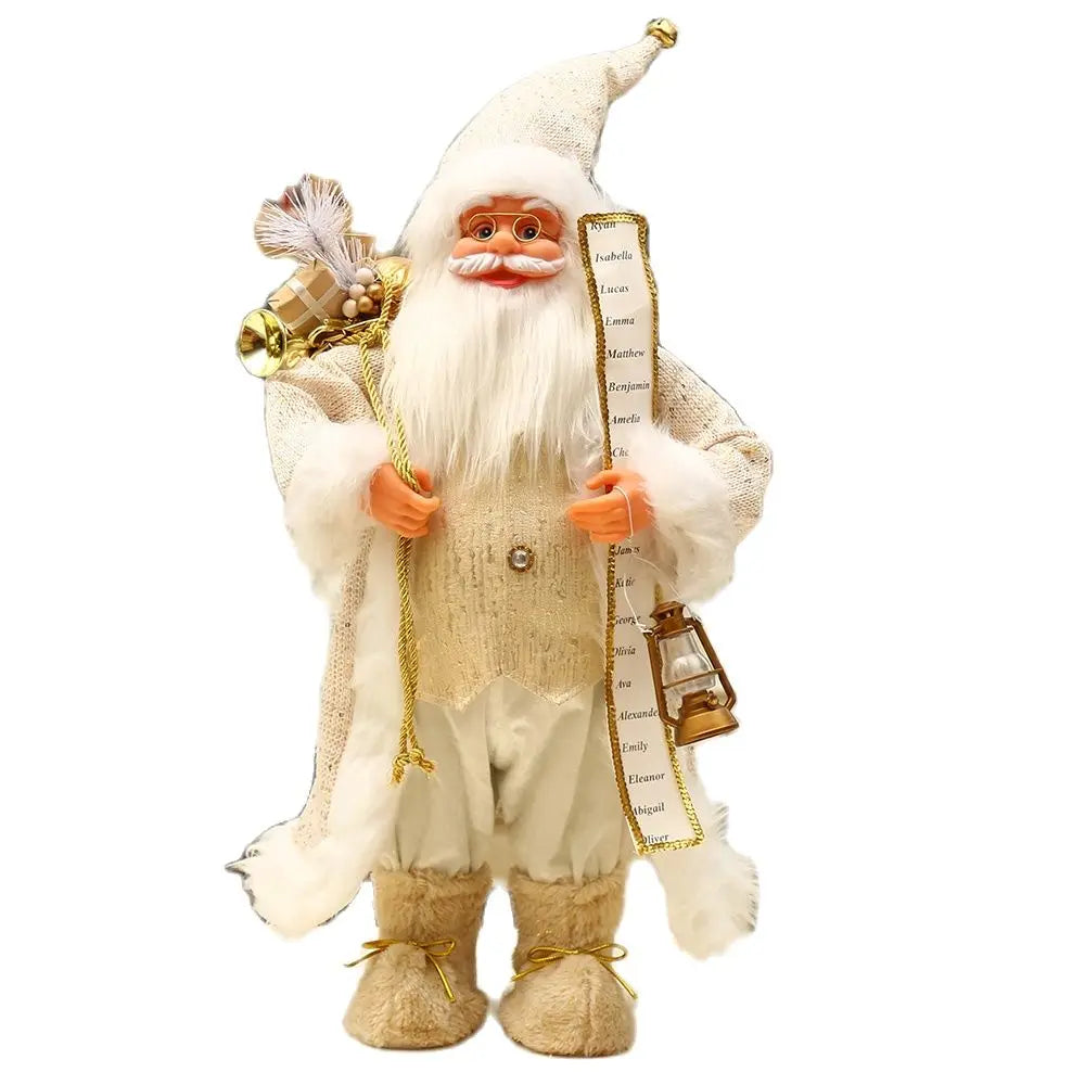 Coleção Colina dos Ventos 16 polegadas em pé branco e dourado Ho Papai Noel decoração