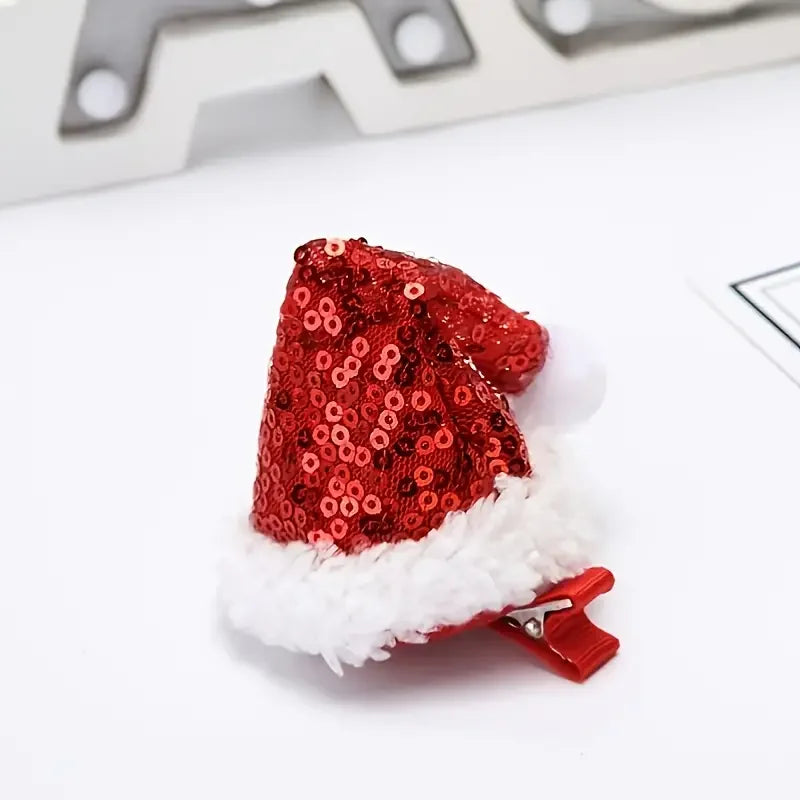 Grampo de cabelo mini chapéu de papai noel Presilhas de cabelo de chapéu Natal