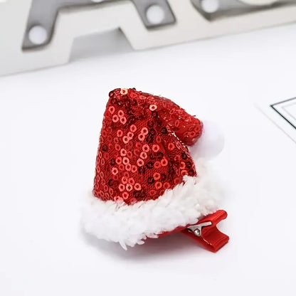 Grampo de cabelo mini chapéu de papai noel Presilhas de cabelo de chapéu Natal