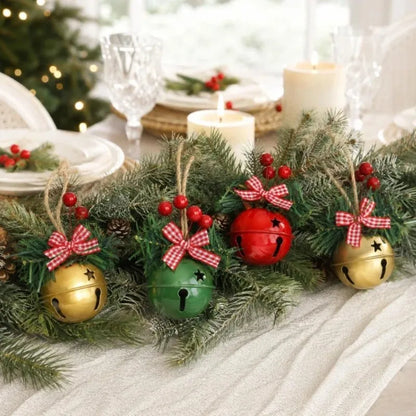 Sino de Natal Dourado/Vermelho/Verde 3 peças Sino de Natal Ornamento de Sino de Metal