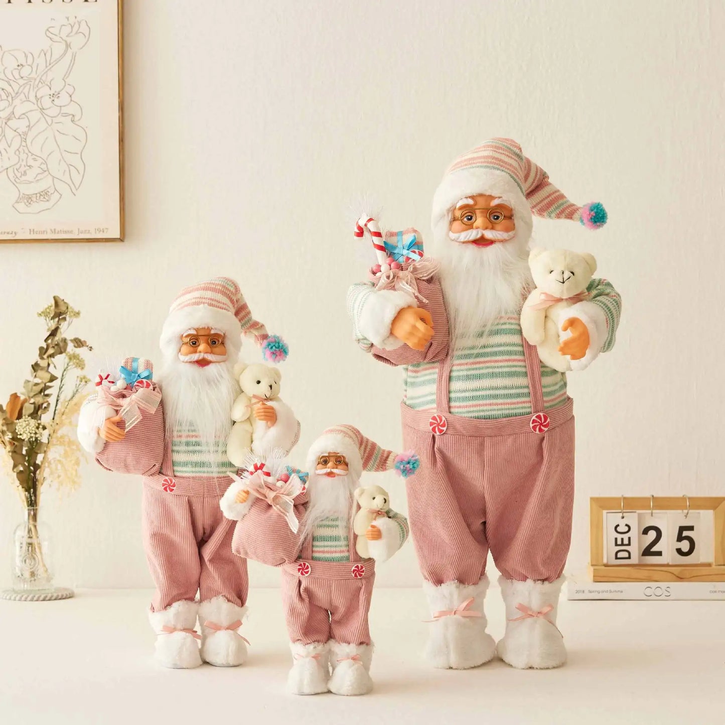 Boneco de Papai Noel - Decoração mesa Natal, estatuetas de Papai Noel, em pé, Papai Noel