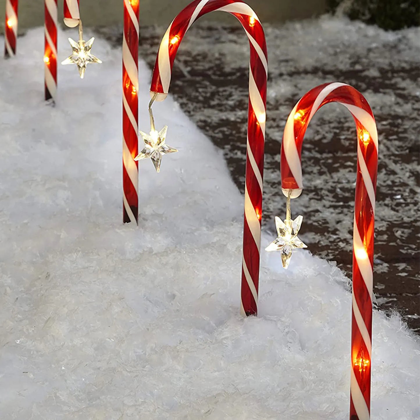 Luzes de caminho solar, luzes de marcadores de caminho de bastão doces Natal