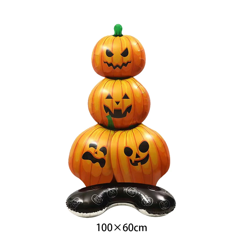 Montar Kit Decoração Festa Halloween: Painel Mesa + 4 Balões Metalizados +5 Bexigas