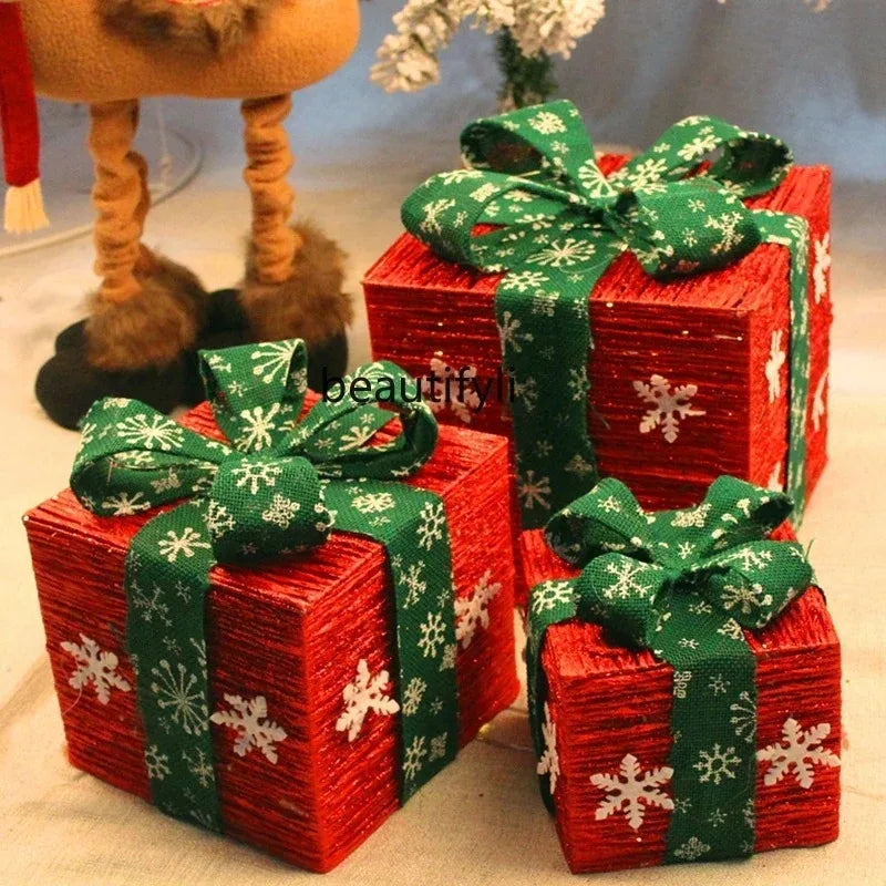 Caixas de presente, decorações de Natal, conjunto de 3 caixas vermelhas festa e feriado