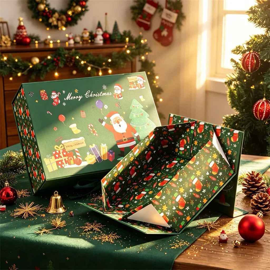 Caixa Presente de Natal Linda Caixas de Armazenamento de Papelão Decorativas de Natal