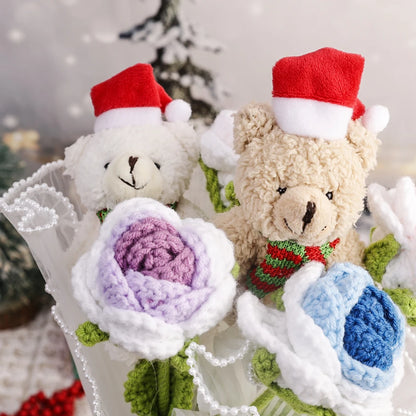 Urso De Pelúcia de Natal com Chapéu Vermelho Natal de Pelúcia Pingente de Urso Natalino