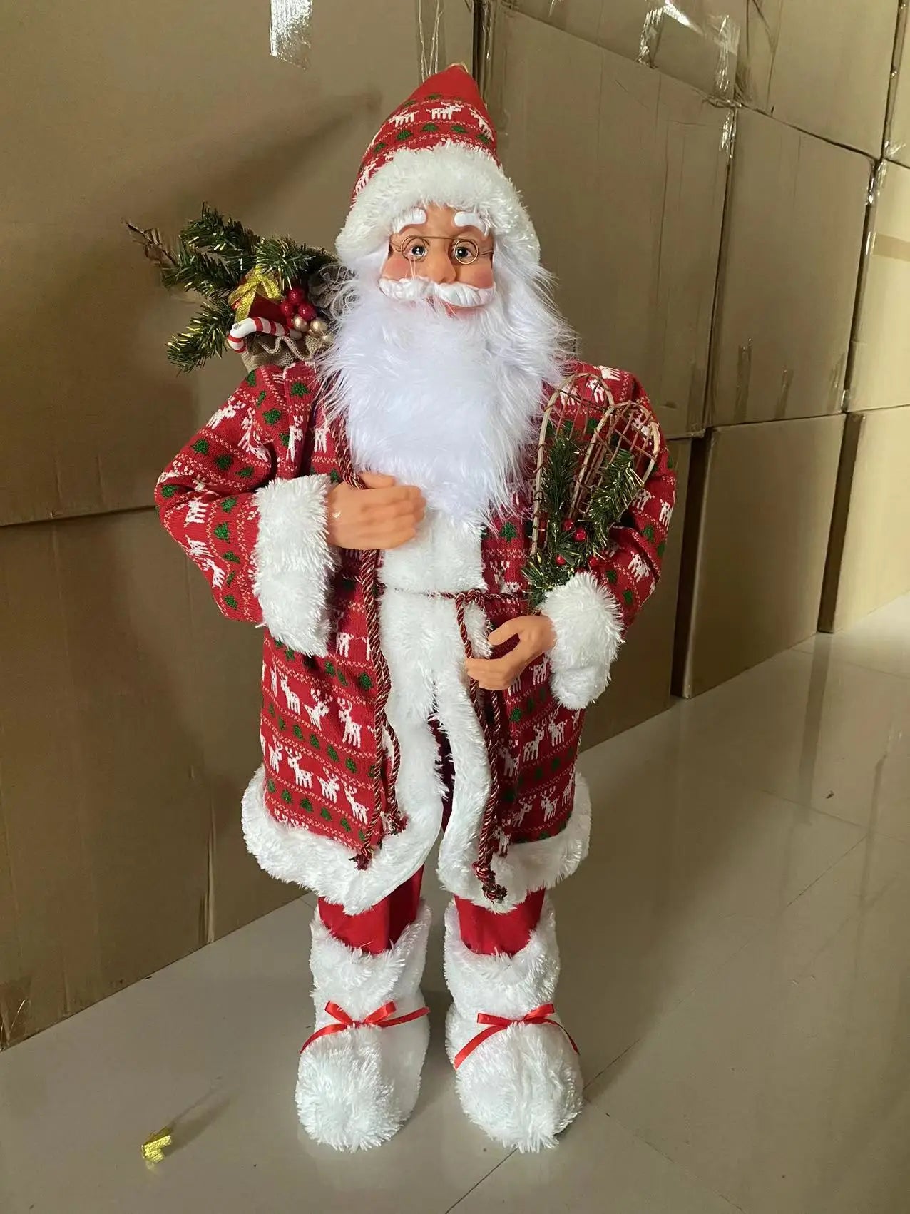 Papai Noel Grande Estatueta de Papai Noel Boneco de Papai Noel Estátua Ornamento Figura