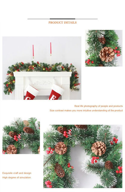 Guirlanda de Natal com luzes, Guirlanda de Natal Guirlanda de toque real de cedro dobrável