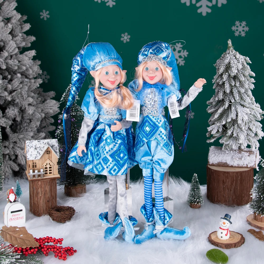 Conjunto de 2 elfos de Natal de 66 cm, adorável elfos vermelhos e verdes para pendurar
