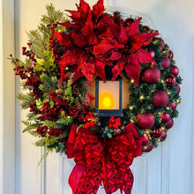 Carregar imagem no visualizador da galeria, Grande Bola De Flores Vermelhas, Guirlanda De Natal
