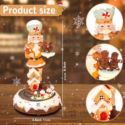 Trem Giratório Musical de Quebra-Nozes de Natal com Tema de Gengibre Boneco Decorativo