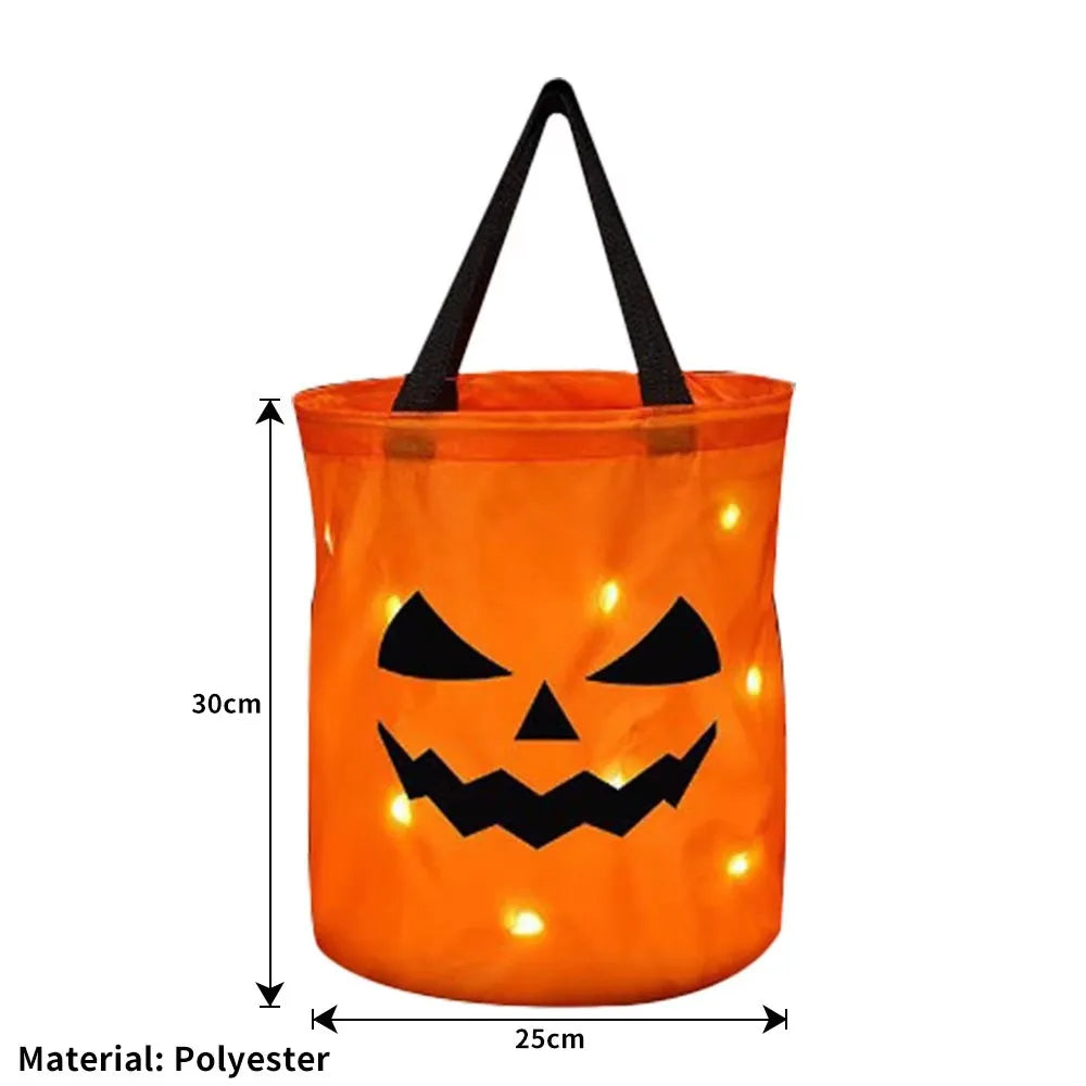 Cesta Dobrável Halloween 1 peças de luz de LED, sacos de doces ou travessuras Halloween