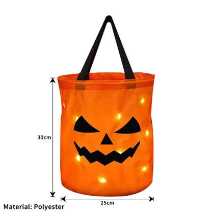 Cesta Dobrável Halloween 1 peças de luz de LED, sacos de doces ou travessuras Halloween