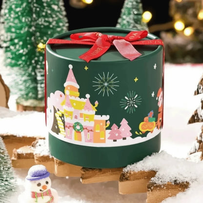 Caixa de Presente Cilíndrica de Doces de Natal, Embalagem Sobremesa Mousse Qualidade