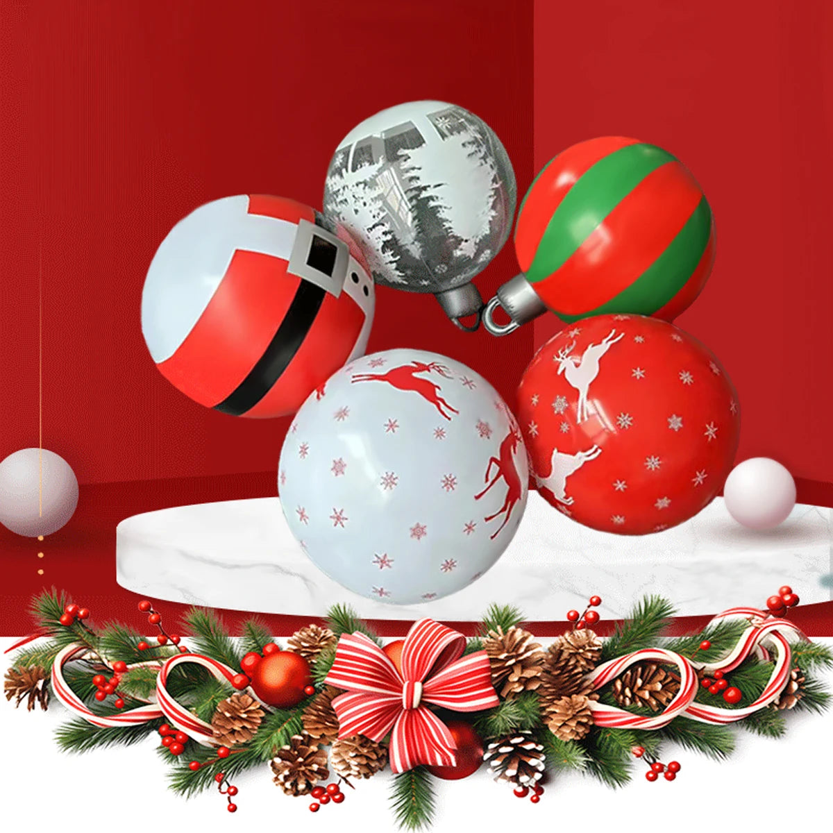 Bola de Natal Inflável, Inflável para Exterior, Bolas Infláveis Decoradas, Decoração e Infláveis